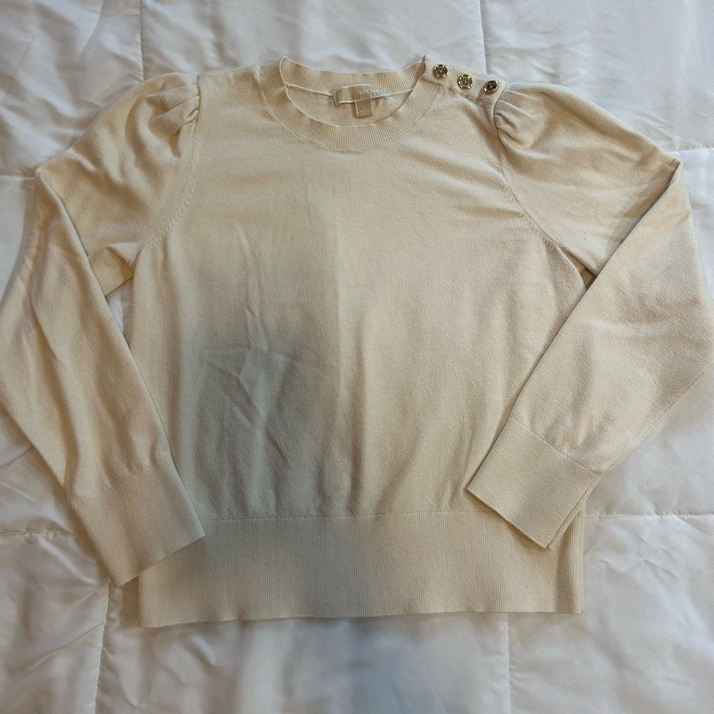 Michael Kors Cream Sweater with Button Accents